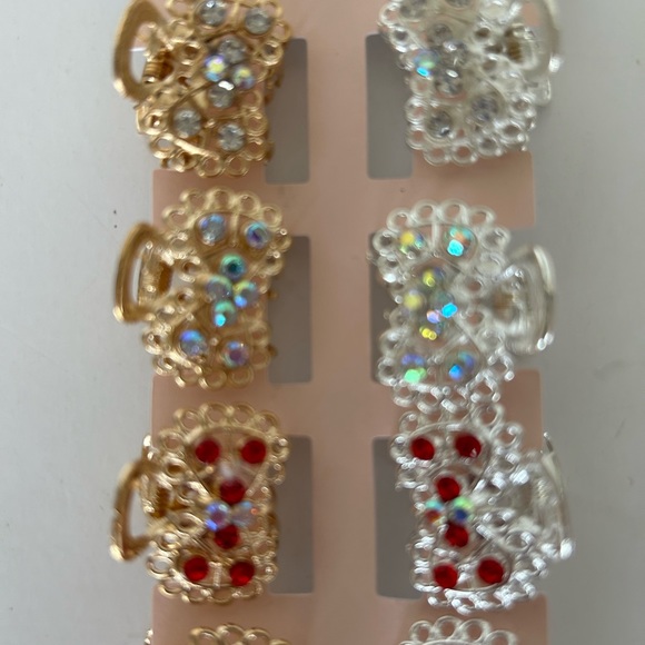 BLOSSOM JEWELED MINI HAIR CLIPS SET OF TWELVE NWT - Picture 3 of 6